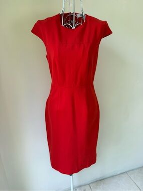 Diane von Furstenberg Red Sheath Dress Cap Sleeve Career Cocktail Size 0